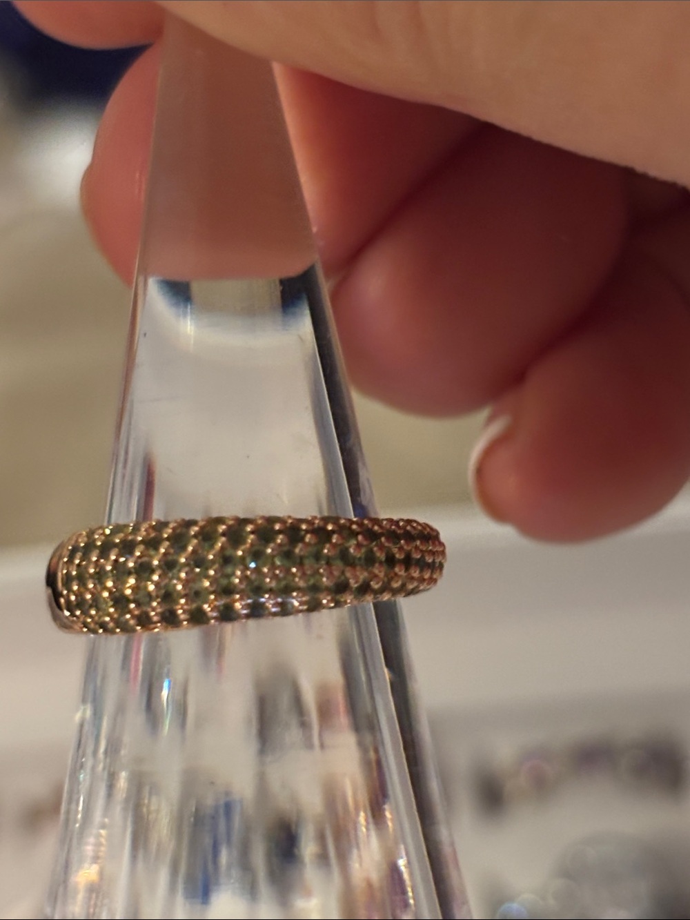 Gold Textured Pavé Band Ring with Beaded Detail - Women Jewelry